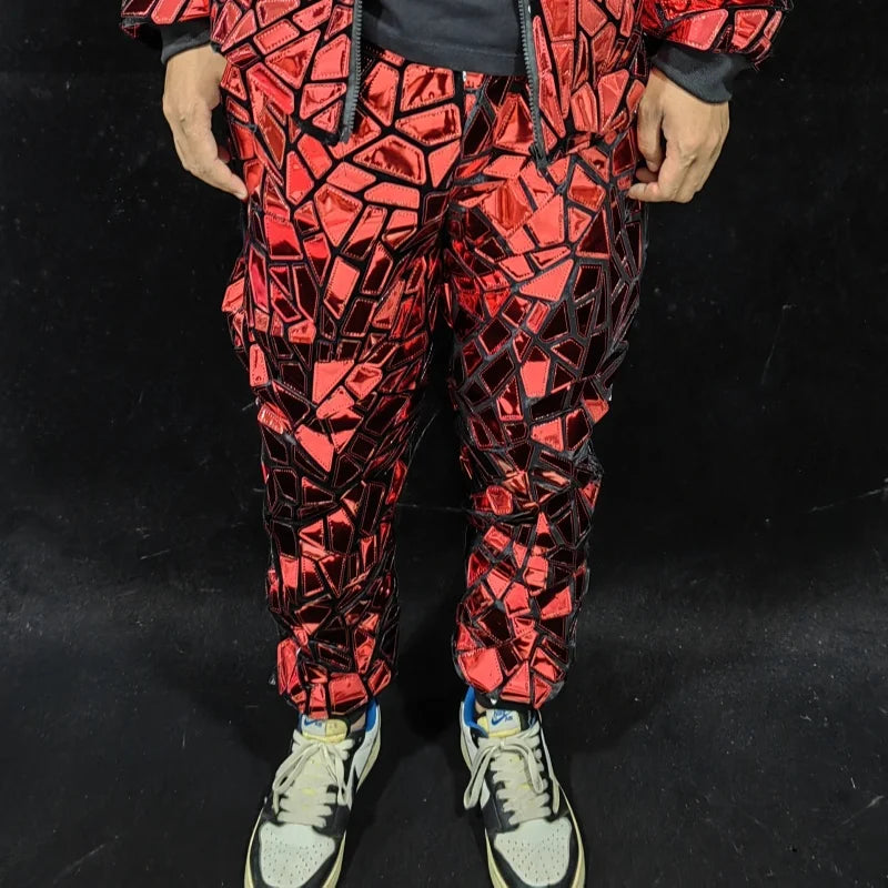 Men's Laser Mirror Jogger Pants | Reflective Metallic | Stage & Hip Hop | 5 Colors