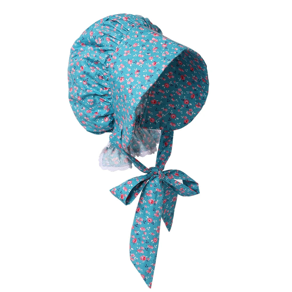 Colonial Bonnet Hat | Floral Cotton | One Size