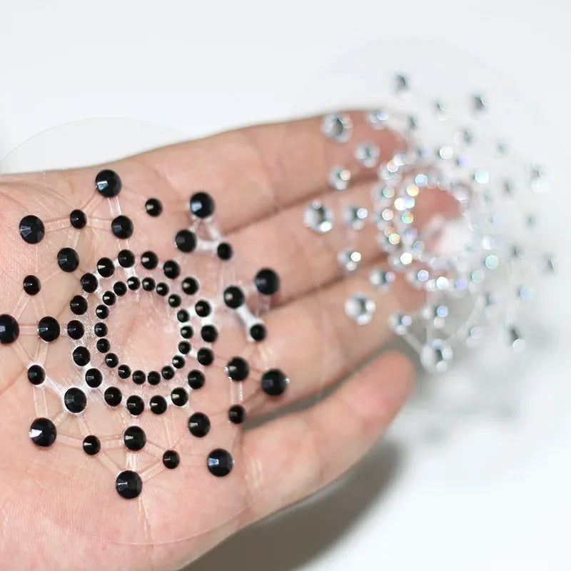 Rhinestone Nipple Covers — Black or White