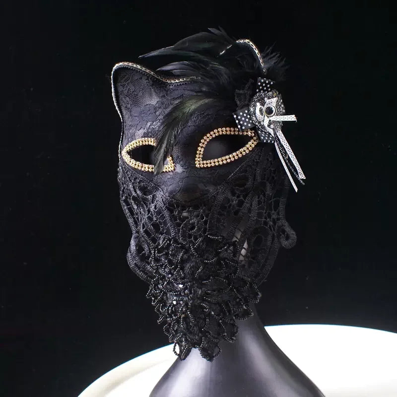 Venetian Cat Mask | Lace & Veil | 16 Styles