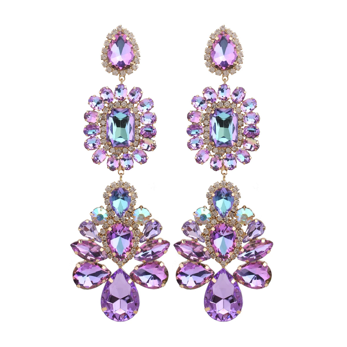 Rhinestone Water Drop Earrings | Clip or Pin