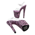 20cm Clear Platform Sandals - Snake Cover Party Dance Heels