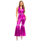 Women's Sequin Jumpsuit | Sleeveless V-Neck | 70s Disco