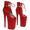 23cm Matte Ankle Boots - Open Toe Platform Dance Boots