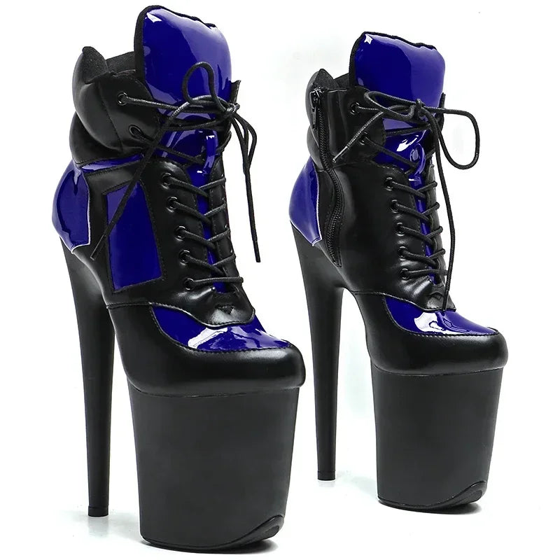 8-Inch Patent Ankle Boots - Lace-Up Dance Boots