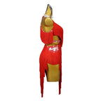 Red Rhinestone Latin Dance Dress with Fringe & Crystal Details