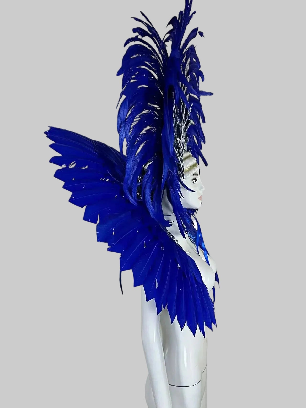 Samba Feather Headdress & Wings - Carnival Costume Set with Rhinestones