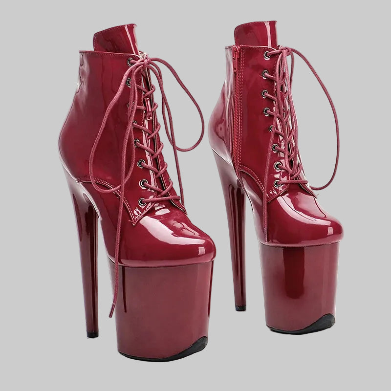 Patent 8-Inch Platform Ankle Boots - Multiple Colors