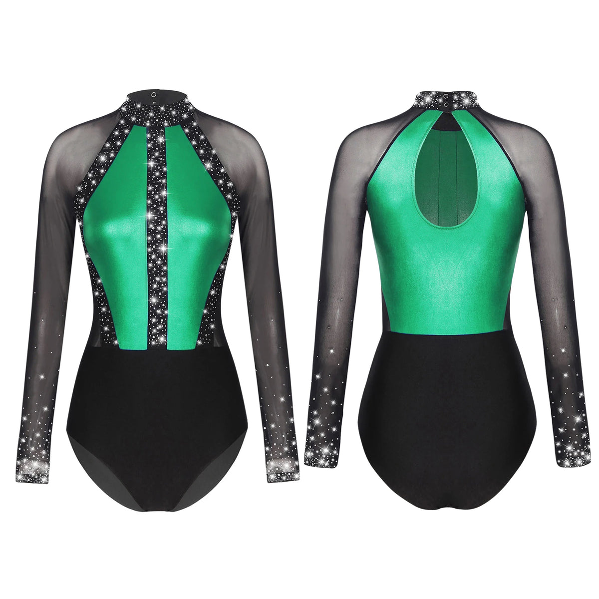Rhinestone Catsuit | Mesh Sleeves | Stage Ready