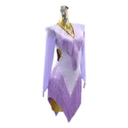 Purple Rhinestone Fringe Latin Dance Dress with Ornaments Set