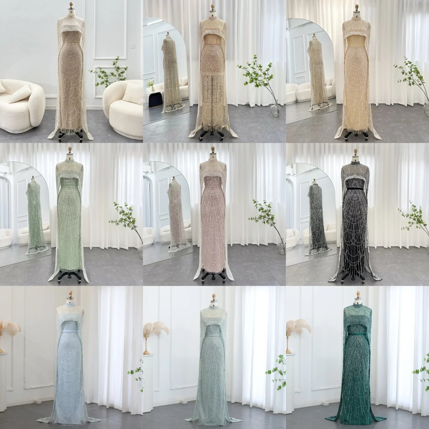 Pearl & Crystal Mermaid Gown | Cape Jacket | Strapless