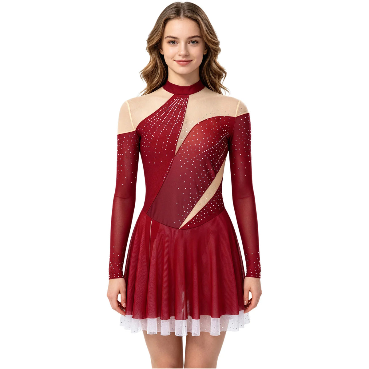 Skating Dress | Rhinestone Mesh & Ruffles