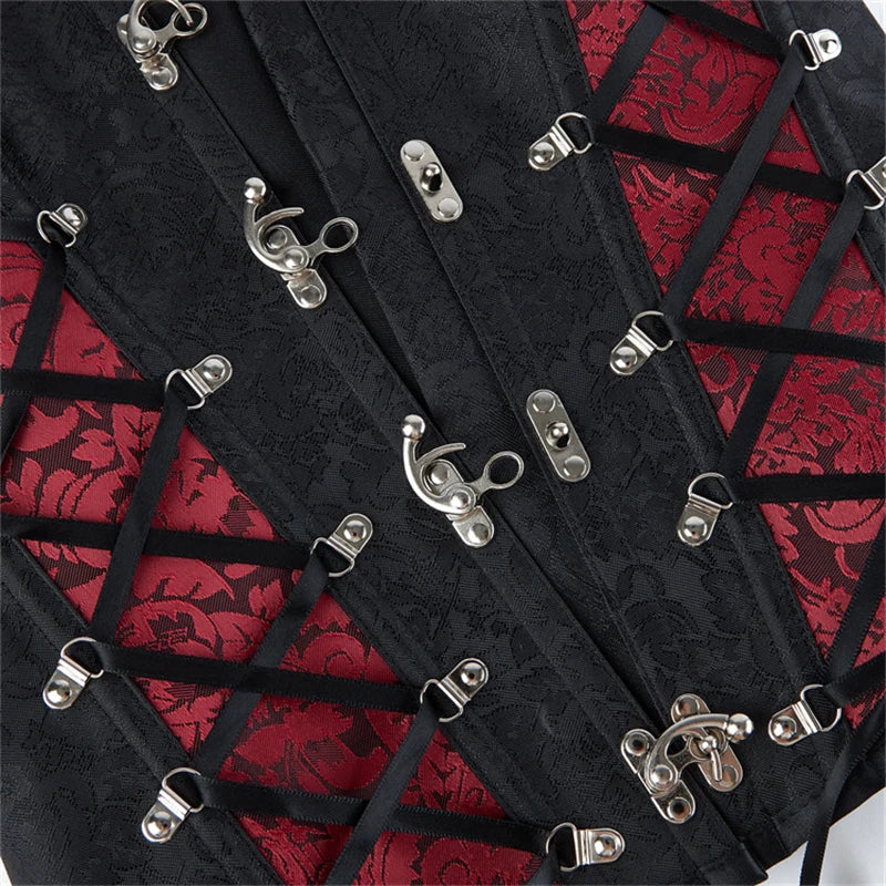 Steampunk Overbust Corset | Vintage Print | Gothic Lace-Up