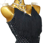 Rhinestone Fringe Latin Dance Dress with Ornaments Set