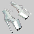 23CM Holographic Snake Platform Ankle Boots - 9 Inch High Heel Pole Dance Boots