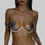 Rhinestone Crystal Halter Bra Top - Luxury Push-Up Performance Bra