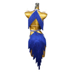 Blue Rhinestone Latin Dance Competition Dress