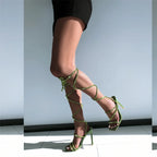 Rhinestone Lace-Up Stiletto Sandal | Crystal Strap | Multi-Color