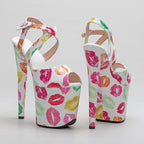 Red Lips Print 8-Inch Platform Pole Dance Sandals