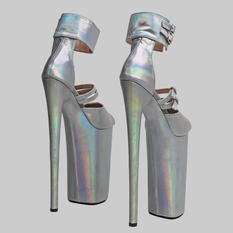 26CM Holographic Platform Sandals - Extreme 10 Inch High Heel Pole Dance Shoes