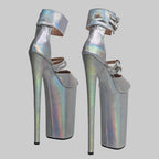26CM Holographic Platform Sandals - Extreme 10 Inch High Heel Pole Dance Shoes