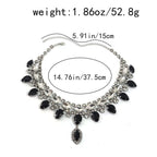 Rhinestone Necklace | Black Teardrop Statement