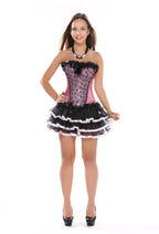 Satin Overbust Corset Top | Mesh Lace & Bow | Burlesque