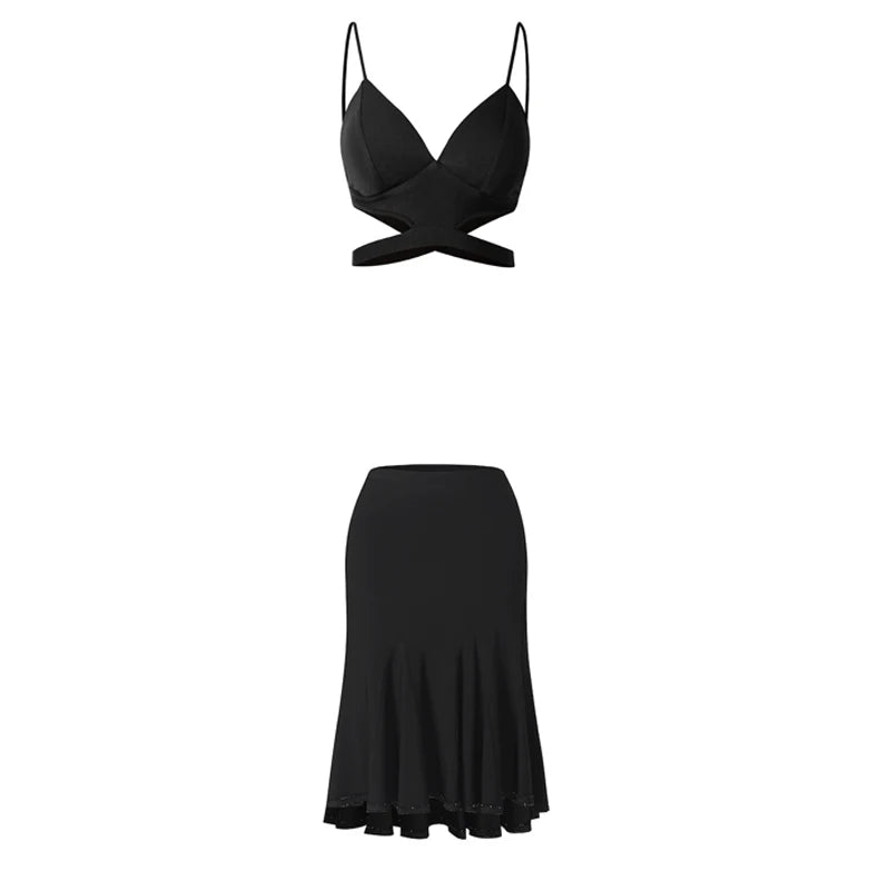 Latin Dance Dress | Rhinestone Costume Set