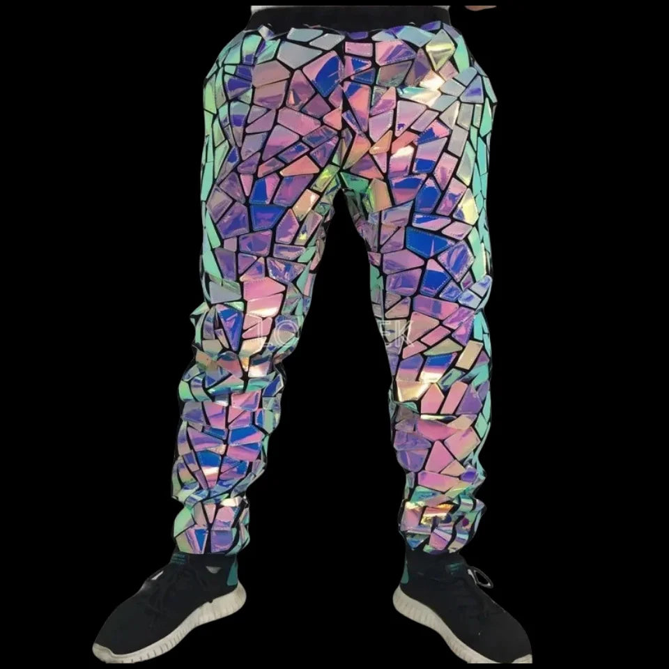 Men's Laser Mirror Jogger Pants | Reflective Metallic | Stage & Hip Hop | 5 Colors