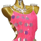 Latin Ballroom Dance Dress – Rhinestone Tassel Competition Gown