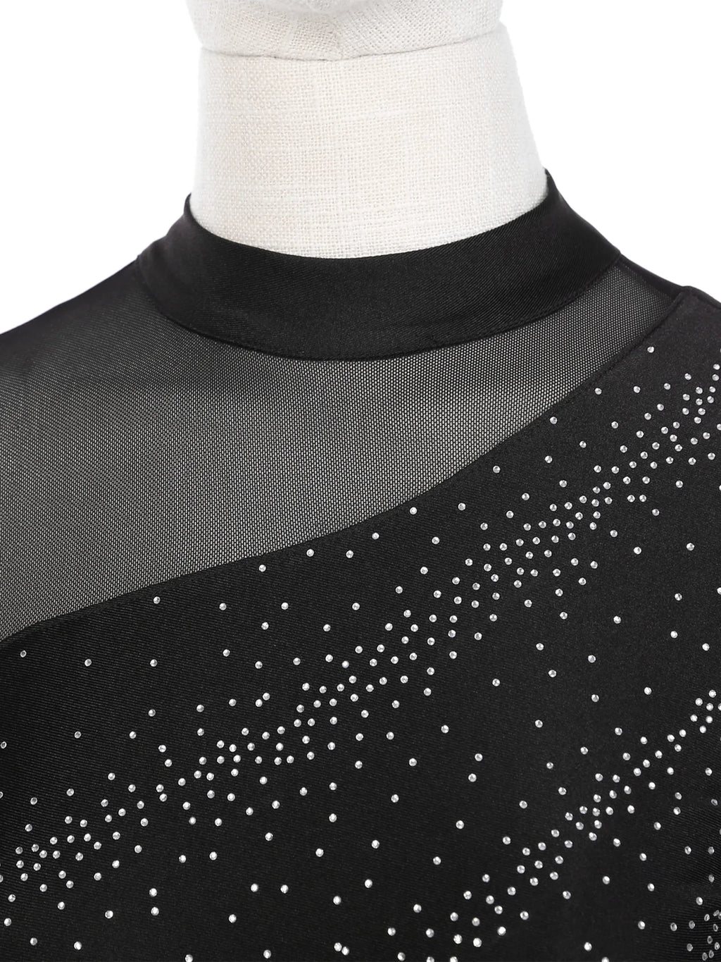 Rhinestone Skating Dress | Mock Neck | Back Keyhole | Long Sleeve