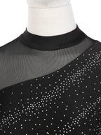 Rhinestone Skating Dress | Mock Neck | Back Keyhole | Long Sleeve