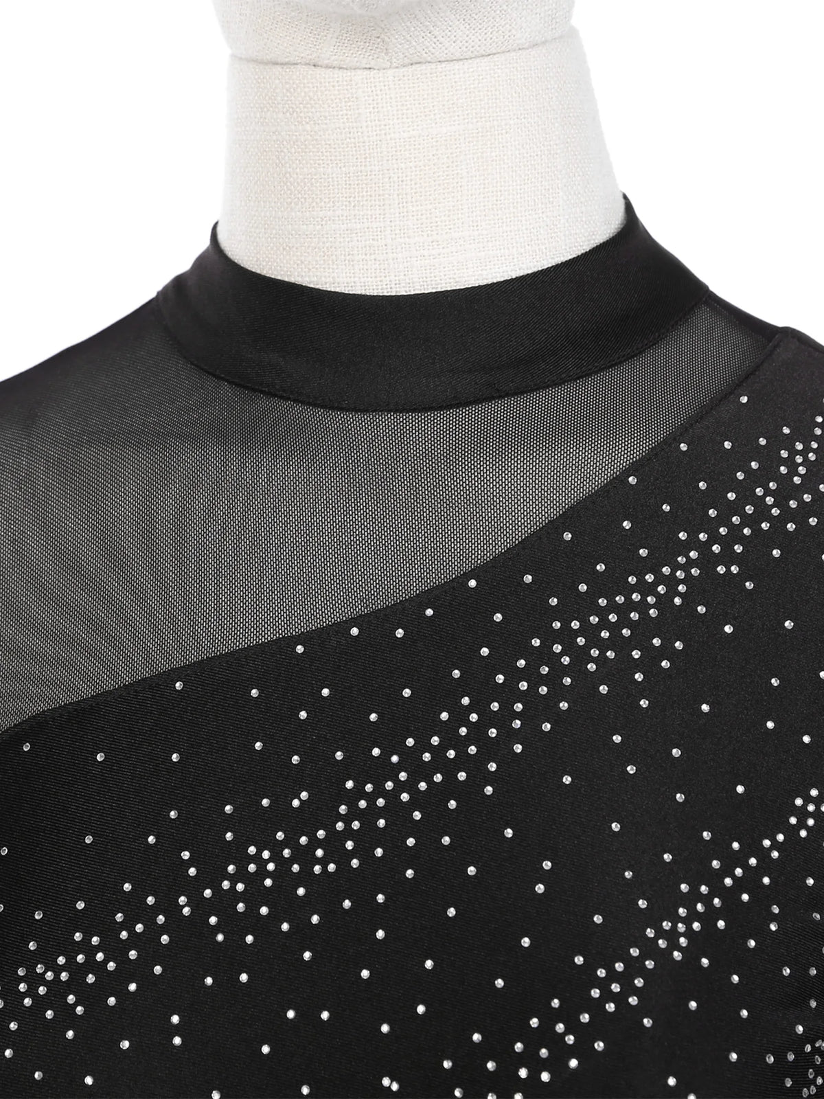 Rhinestone Skating Dress | Mock Neck | Back Keyhole | Long Sleeve