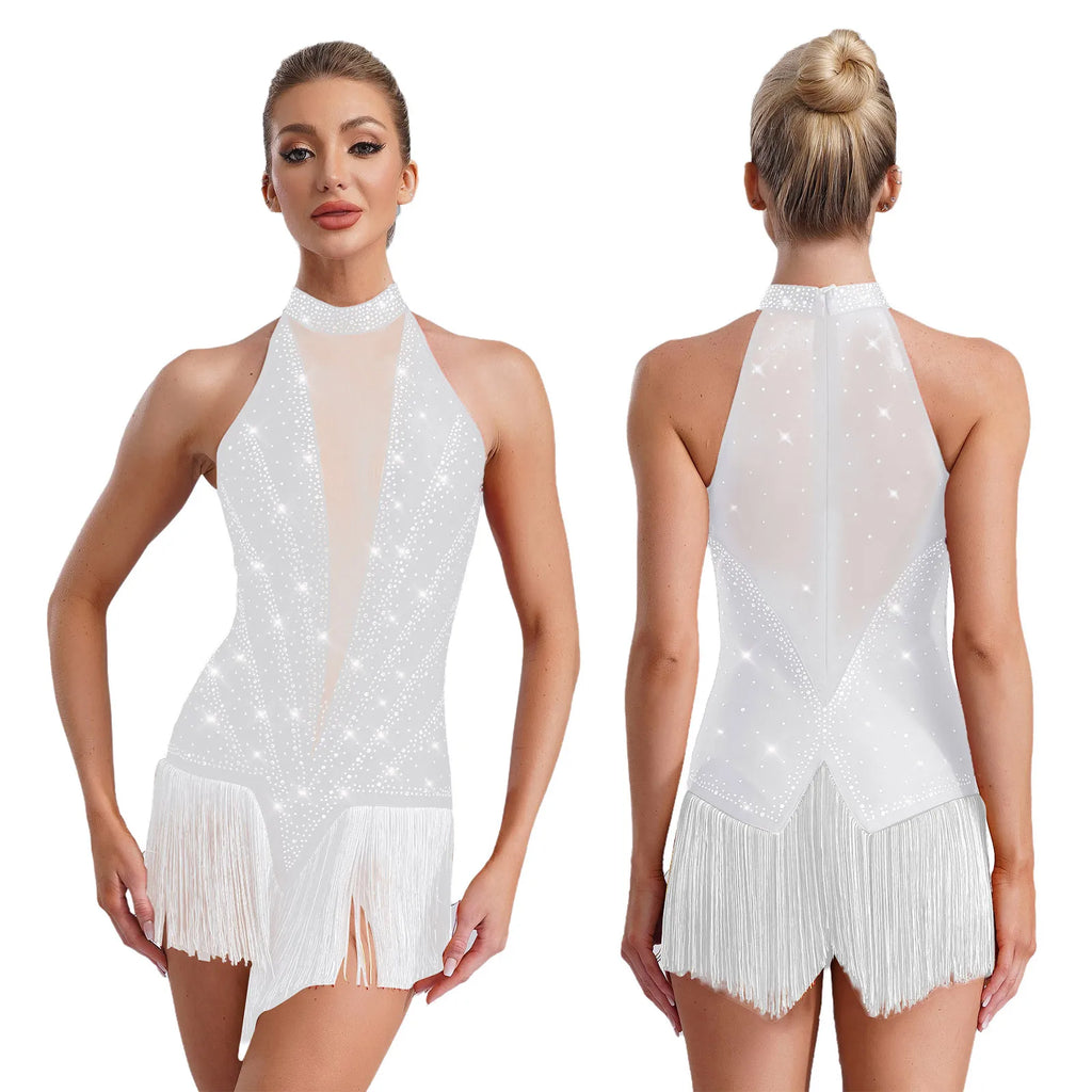 Tassel Fringe Leotard | Rhinestone | Latin Dance