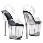 20cm Platform Heels - Transparent Slip-On Dance Sandals