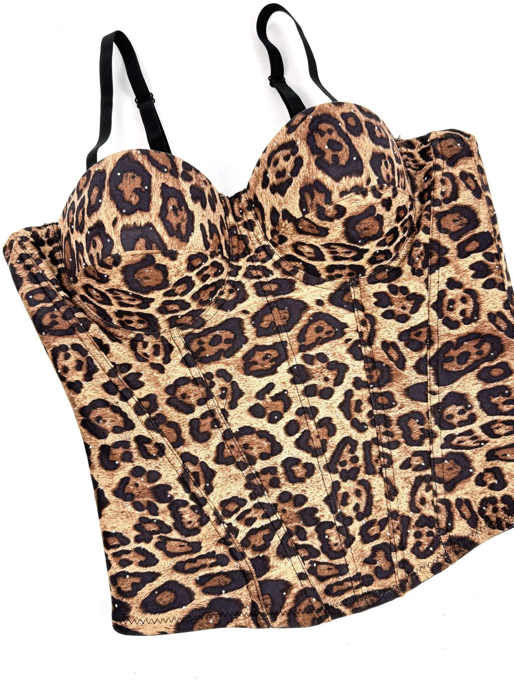 Leopard Print Rhinestone Bustier | Stage Corset Top