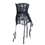 Leather & Lace Underbust Corset | Garter Suspenders | 12-Bone | Plus Size