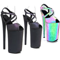 10-Inch Holographic Platform Sandals - Peep Toe Exotic Dance Heels