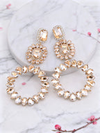 Rhinestone Round Drop Earrings | Clip or Pin