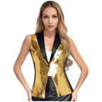Sequin Contrast Vest | V-Neck Waistcoat | Jazz & Cabaret | Stage Performance
