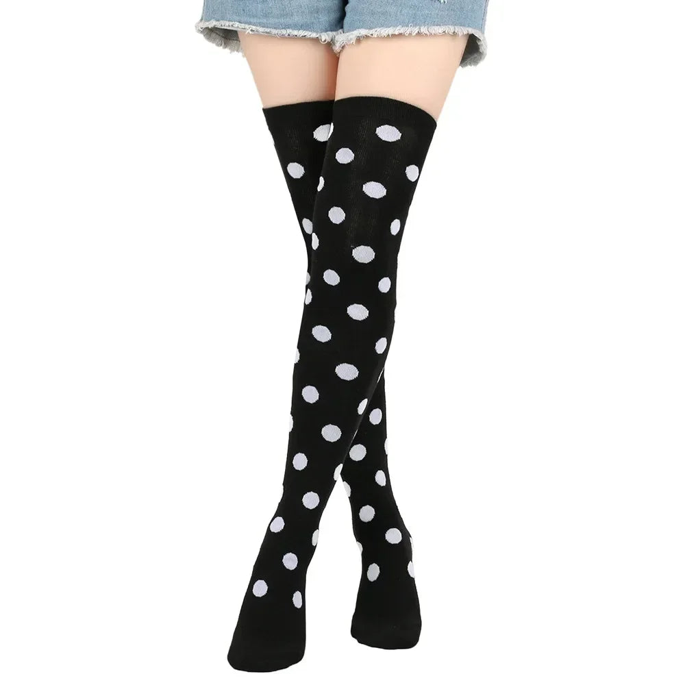 Striped & Polka Dot Thigh-High Stockings | Over-Knee | 27 Colors