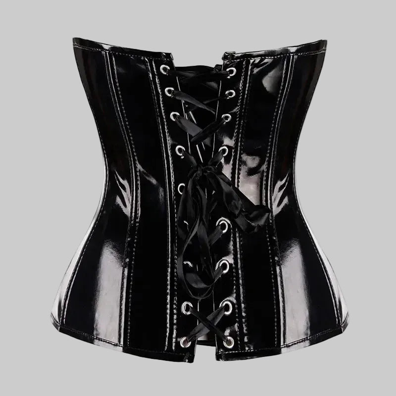 Faux Leather Underbust Corset - Waist Cincher Bustier Top