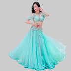 Egyptian Belly Dance Bra & Skirt Set - Beaded Competition Costume