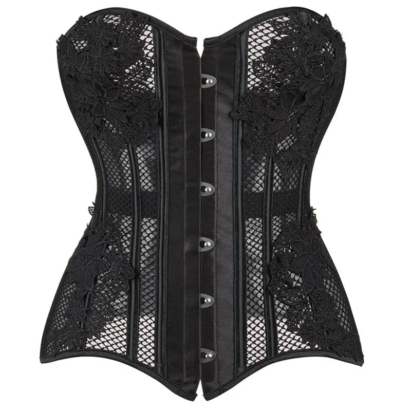 Mesh Underbust Corset | 16-Bone | Hollow Out | Plus Size