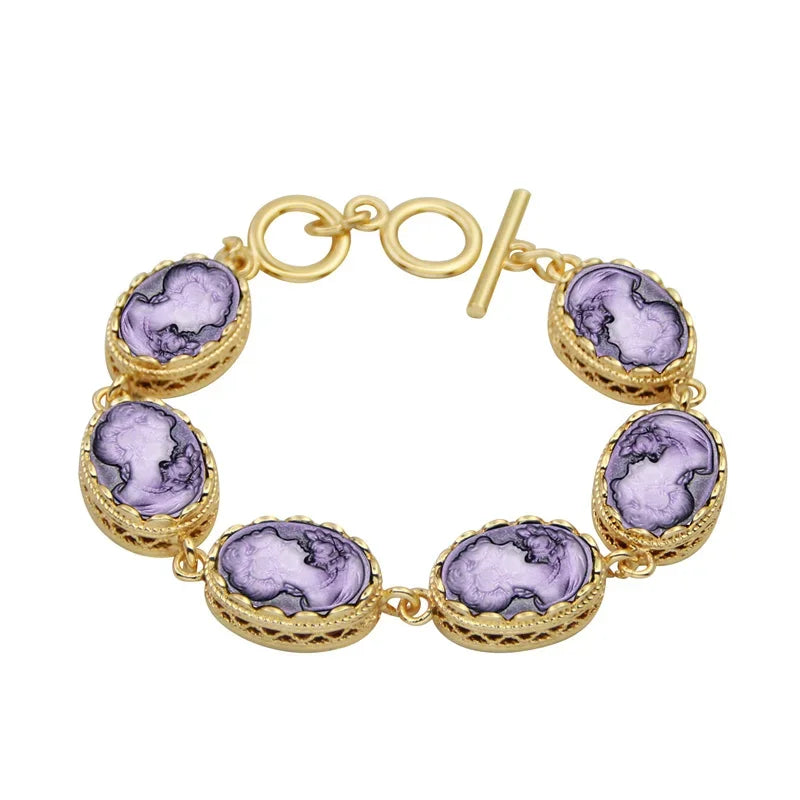 Cameo Charm Bracelet | Gold-Tone | Lady Queen