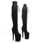 8-Inch Suede Thigh-High Boots - Open Toe Platform Dance Boots