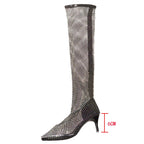 Rhinestone Fishnet OTK Boots | Stiletto | 6cm & 9cm Heel