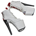 Platform Pole Dance Boots | 20cm Open Toe | Snake Print