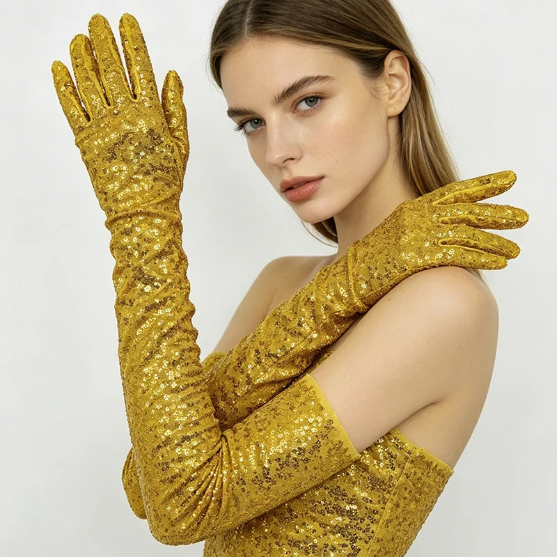 Sequin Opera Gloves | 60 cm