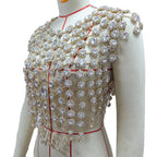 Rhinestone Pearl Embellished Body Top | Stage Jewelry Top